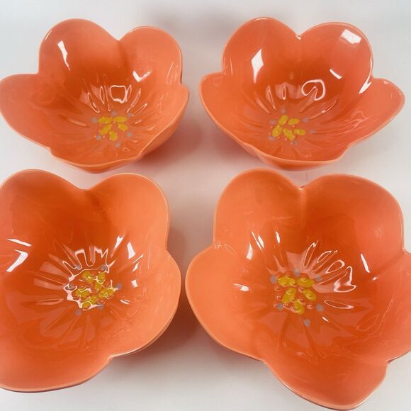 Spritz Melamine Colorful Coral Floral Tulip Bowls Dishwasher Safe Lot of 4 - Picture 1 of 10